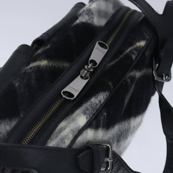 Burberry Nova Check Blue Label Shoulder Bag Wool Leather Black - Picture 6 of 16